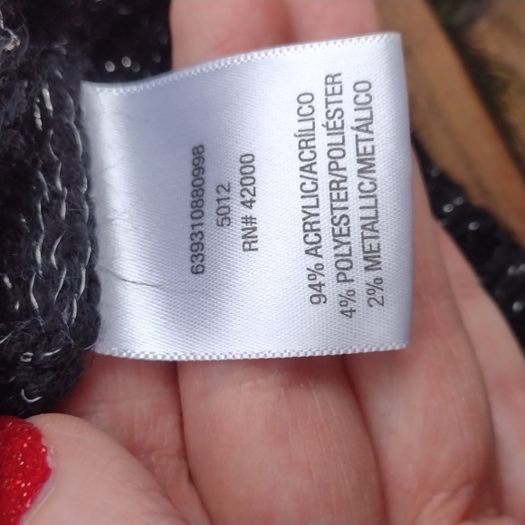 BONGO Black and Metallic Silver Open Knit Sweater Size Large - Picture 7 of 11